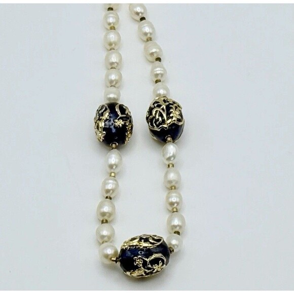 Edgar Berebi Russian Egg Fresh Water Pearl 17” Necklace Limited Edition 1996 - Picture 2 of 8